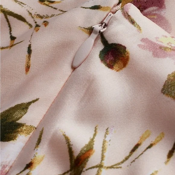 Express Satin Floral V-Neck Tie Front Cutout Midi Dress - Picture 4 of 9